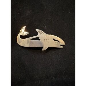 Sterling Silver Shark Brooch 15g Marked made Mexico